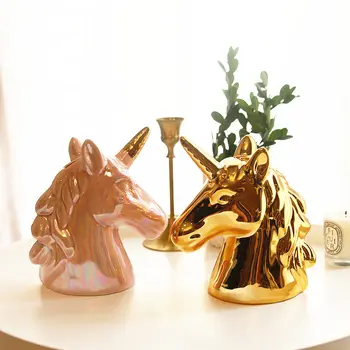 [Funny] European de Ceramică Artizanat unicorn pusculita Acasă Decorare model de Ornamente Creative Drăguț cal Banii Cutie copii adulți cadou