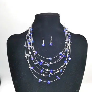 Moda Bijuterii Seturi de Boem Piatră Spartă de Cristal Multi-strat Colier și Cercei Set Pentru Femei Simplu Boho Accesorii de Plajă