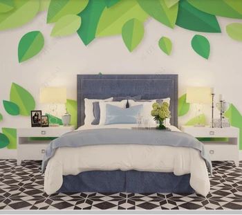 Obiceiul Modern minimalist frunză verde tapet 3d,camera de zi tv de perete dormitor pentru copii home decor cafe-bar murală
