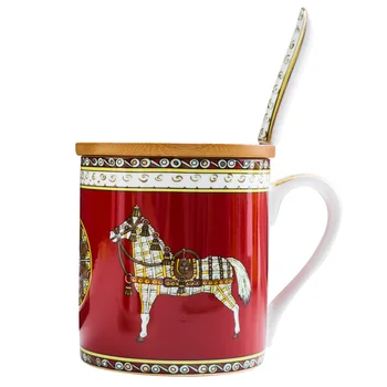 Ceramice, Cani de Ceai Cu o Lingura de Lapte micul Dejun Ceașcă de Cafea Drinkware Bucătărie, Ustensile de Baut Cadou de Nunta Eco-Friendly 300ML