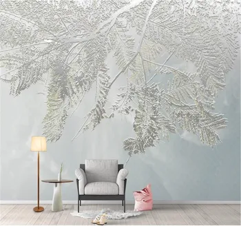 Tapet personalizat frunze verzi acuarelă stil nordic minimalist tv de perete de fundal de înaltă calitate material impermeabil