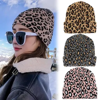 Capota Iarna Leopard de Imprimare Tricot Pălării pentru Femei Palarii Barbati Beanie Sapca Casquette Femme Capac Bonnet Căciuli Hip Hop Capace