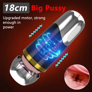 2022 18cm Adânc de sex Masculin Mastubation Cupa Puls Vibratoare Electrice Erotic Sex Toy Dezactiva Automat Vibrații Puternice Bărbați Masturbator Cupa