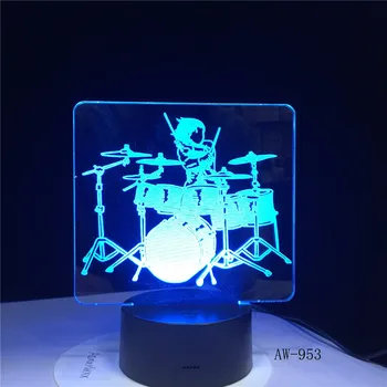 Instrument muzical Jazz Set de Tobe 7 Culori Schimbare Lampă de Birou 3D LED Lumina de Noapte Decor Noutate Luciu Cadou de Vacanță Lava AW-953