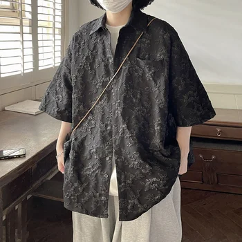 Vara Maneca Scurta Tricou Barbati Relief Bluze de Moda Designer de Brand Topuri Cardigan Harajuku de Îmbrăcăminte de sex Masculin