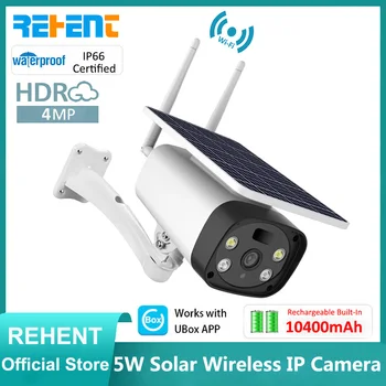 REHENT UBox APP 4MP Wireless WiFi Culoare aparat de Fotografiat Viziune de Noapte Baterie Reîncărcabilă de Exterior IP66 Securitate CCTV 5W Solar Camera IP
