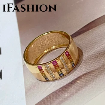 IFASHION Real 18K Solid Largă Ediție Colorat Inel de Piatră prețioasă de Bijuterii(AU750)Femei Cadouri Nunti, Bijuterii Fine