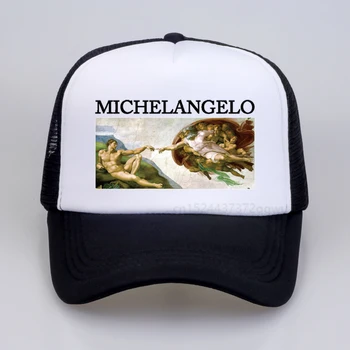 MICHELANGELO Imprimare vara ochiurilor de plasă Respirabil Capace rece Unisex vaporwave Michelangelo șapcă de baseball estetice Grafic hip hop pălărie
