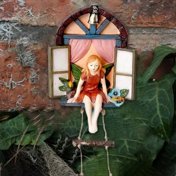Grădină Zână Statuie Cu Scara Elf Copac Hugger Miniaturi Garden Home Decor & Figurine În Aer Liber Zână Ornament