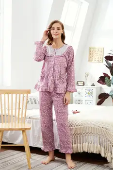 Femei set de pijama primăvara și toamna noua de imprimare cu mâneci lungi pijama drăguț casual uzura acasă femei pijamale