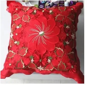 retro red floral brodate față de pernă canapea arunca pernă nunta lombare pernă pentru spătar decor acasă