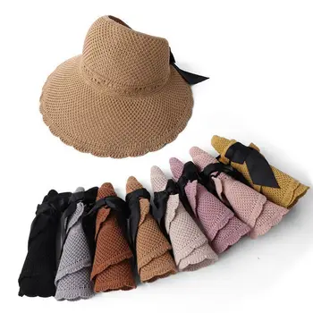 2022 Femei Pălărie de Soare de Vară Doamna Coada de cal Vizorul Margine Largă Protecție UV Arc Plaja Pălărie Goală de Sus palarie de soare Gol Pălării Capac Pliabil