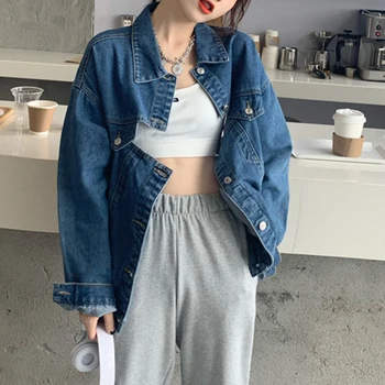 Femei Goale Sexy Denim Haine Sungtin Neregulate Backless Liber Jean Jacket High Street Maneca Lunga BF Streetwear coreean Chic