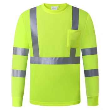 Plus dimensiune Hi vis tricou reflectorizant pentru bărbați și femei, cu buzunare galben siguranta la locul de munca tricou