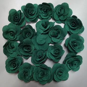 20Pieces/Sac Atrovirens Trandafir lucrat Manual 3.5 CM Material Rose Cârpă de Bumbac Flori de Mână DIY Nunta Buchet de Flori Accesorii de Par