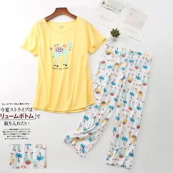 3XL New Sosire Femei pyjamasSummer tricot de bumbac pijama seturi pentru femei Confortabil maneci Scurte casual pijamale Pentru femei
