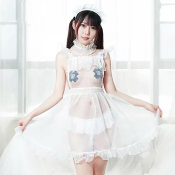 Femei Lenjerie Sexy Vedea Prin Ochiuri Maid Dress Anime Kawaii Lenjerie Roleplay Cosplay Uniformă De Menajeră Costume Exotice Rochie