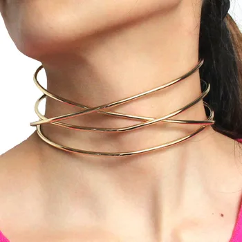Moda Aliaj De Cupluri Cravată Coliere Pentru Femei Nou De Metal Guler Colier Maxi Bijuterii Bijoux Chocker 2022