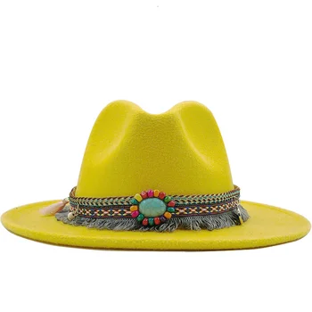 Simplu Bărbați Femei Margine Largă Lână Simțit Fedora Pălărie Panama cu Catarama Jazz Trilby Capac Petrecere Formală Pălărie de Top În Roz,negru X XL