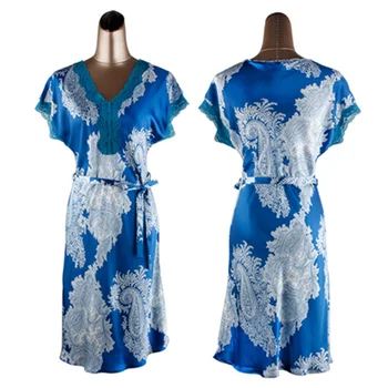 Acasă Rochie de Caju Floare de Imprimare Dantelă de Mătase Cămașă de noapte pentru Femei din Satin cămașă de noapte de Vară Sleepwear Picătură de Transport maritim