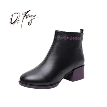 DRFARGO 2022 Moda din Piele Pantofi Femei Bloc Toc Glezna Cizme de Primavara Toamna Femme Chaussure Plus dimensiune mare 43 zapato