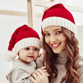 Cuplu părinte-copil de moda cald tricotate de Iarnă Lână Minge Părinte-Copil Pălărie Tricotate Zăbrele Mama de Copil de Crăciun Pălărie Cald