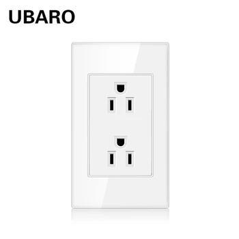 UBARO NE Priză Standard de Perete Cu Mufa USB Pentru Telefon Alb Cristal Geam Panou Prize Electrice de 110-250V 16A Acasă