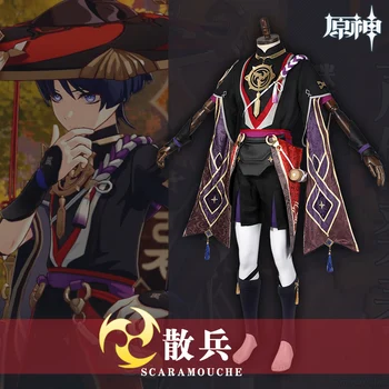 Anime Genshin Impact Scaramouche Cosplay Costum Joc de Uniforma Costum Halloween Costum de Carnaval Pentru Femei XS-XXL 2021 NOI