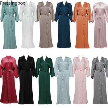 Silk Satin Robe Lungi cu Maneci Lungi domnisoara de Onoare Halate de Mireasa Halat Femei cu Mult Solidă Nunta Halat de baie și Homewear