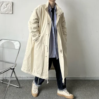 Gros de iarna Haină Lungă Bărbați Moda Cald Supradimensionate Trench Barbati coreean Liber Îngroșat Windbreaker Jacket Mens Palton M-XL