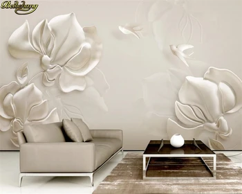 beibehang Personalizate 3d tapet mural de relief din ipsos magnolia pasăre albă stereo 3d tv de fundal de hârtie de perete papel de parede