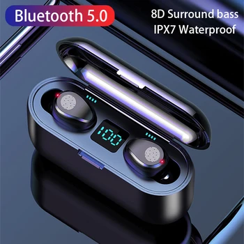 TWS Bluetooth-Compatibil 5.0 Wireless Căști Auriculare Sport 2200mAh Încărcare Cutie rezistent la apa 9D Stereo Căști fără Fir