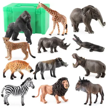 Noua Simulare de Animale sălbatice Lume Jucarii Model Set Zebra, Leu, Girafa, Hipopotam Cifrele de Acțiune Jucărie de Învățământ pentru Copii Copil Jucărie Figura