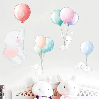 Desene Animate Multicolore Balon Elefant Autocolante De Perete Pentru Camera Copii Gradinita Decor De Perete Iepure Decalcomanii De Perete Decor Acasă
