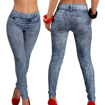  Epocă Talie Mare A Ix-Pantaloni Femei Imitație De Moda Blugi Denim Fulg De Nea Skinny Stretch Pantaloni Jambiere Pentru Femei