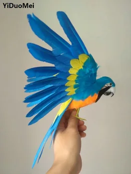 artificiale pasăre mare 30x45cm galben& albastru pene de papagal pasăre de artizanat,prop,grădină acasă decorare cadou p1664