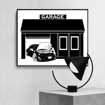 Garaj De Reparații Auto Pictură În Ulei Imagine Poster De Imprimare Panza De Pictura Arta De Perete Camera De Zi De Decorare Acasă