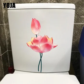 YOJA 13X22.6CM Vânt Chinez Planta Lotus Creative Baie, Toaletă Autocolante de Perete Acasă Decor T1-1315