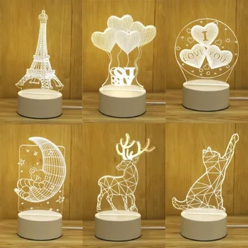 1buc 3D Lampă cu LED-uri Creative Lumini de Noapte Noutate Iluzie Lampa de Noapte Iluzie Lampă de Masă Decor Acasă Meserii Pentru Copii Cadouri