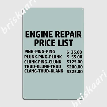 Repararea motorului Preț Listă de Metal Semn de Partid Plăci de Perete pub Personalizate Tin semn Poster