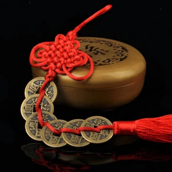 Manual chineză Nod Fengshui Lucky Charms Vechi I CHING Monede de Cupru Mascota Prosperitate Protecție Norocul Masina Decor Acasă