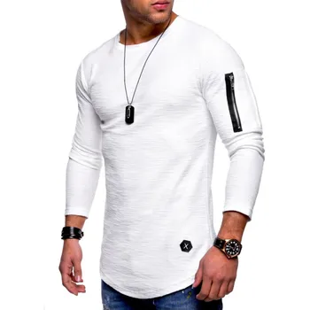 X413 T-shirt top barbati bumbac cu mâneci lungi tricou culturism pliere T-shirt pentru bărbați