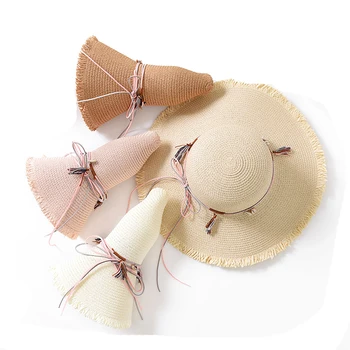 Mare Boruri Hârtie Pălărie de Paie Pliabila Femei pe Plaja Pălărie de Vară Umbrelă de soare, Palarie de Soare Moda Pălărie Panama