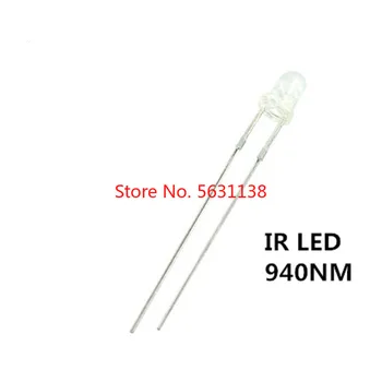 100buc 3 mm LED-uri IR 940nm 20mA DC 1.2-1.5 V 3 mm Transparent Infraroșu 940 nm Led-uri Lampa de Apă Clar Bec cu 2 Pini Fabrica de vânzări directe