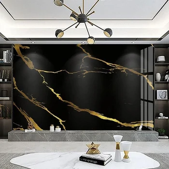 Moderne de Marmură Neagră 3D Golden Line Murală Tapet Living cu TV, Canapea Dormitor Decor Acasă Pictura pe Perete Papel De Parede Fresce