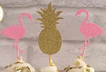 sclipici flamingo ananas tropical party cupcake toppers Ziua nuntii mireasa duș copil de dus scobitori