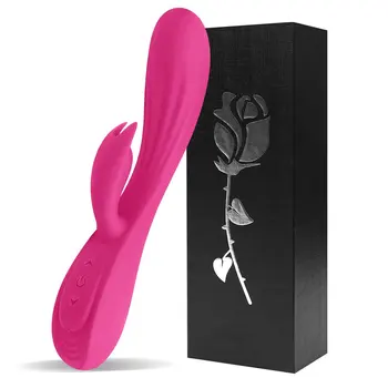 Penis artificial Vibratoare pentru Femei 2 in1 Vagin G Spot Vibrator cu Stimulare Clitoris, Lichid de Silicon Vibrator Rabbit Adult Jucarii Sexuale