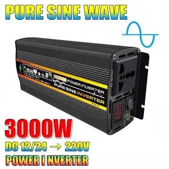 3000/4000W, Invertor Undă Sinusoidală Pură 12V 220V Putere Convertor Adaptor 12V ~ 220V Acasă Invertor Solar Power Bank Pentru Camion K2Q8
