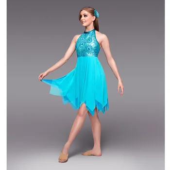 Blue Soft Balet Rochii Rochie cămașă de noapte,Lungă Fusta de Balet Costume de Balerina Top Strălucitor HB873
