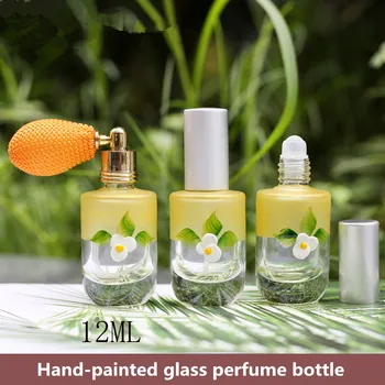 Noi 12ML Mână-pictat de Sticlă Sticla de Parfum 13 Șurub de Gura Pot fi Echipate Cu Air Bag/ Cap de Pulverizare/ Rolling Ball